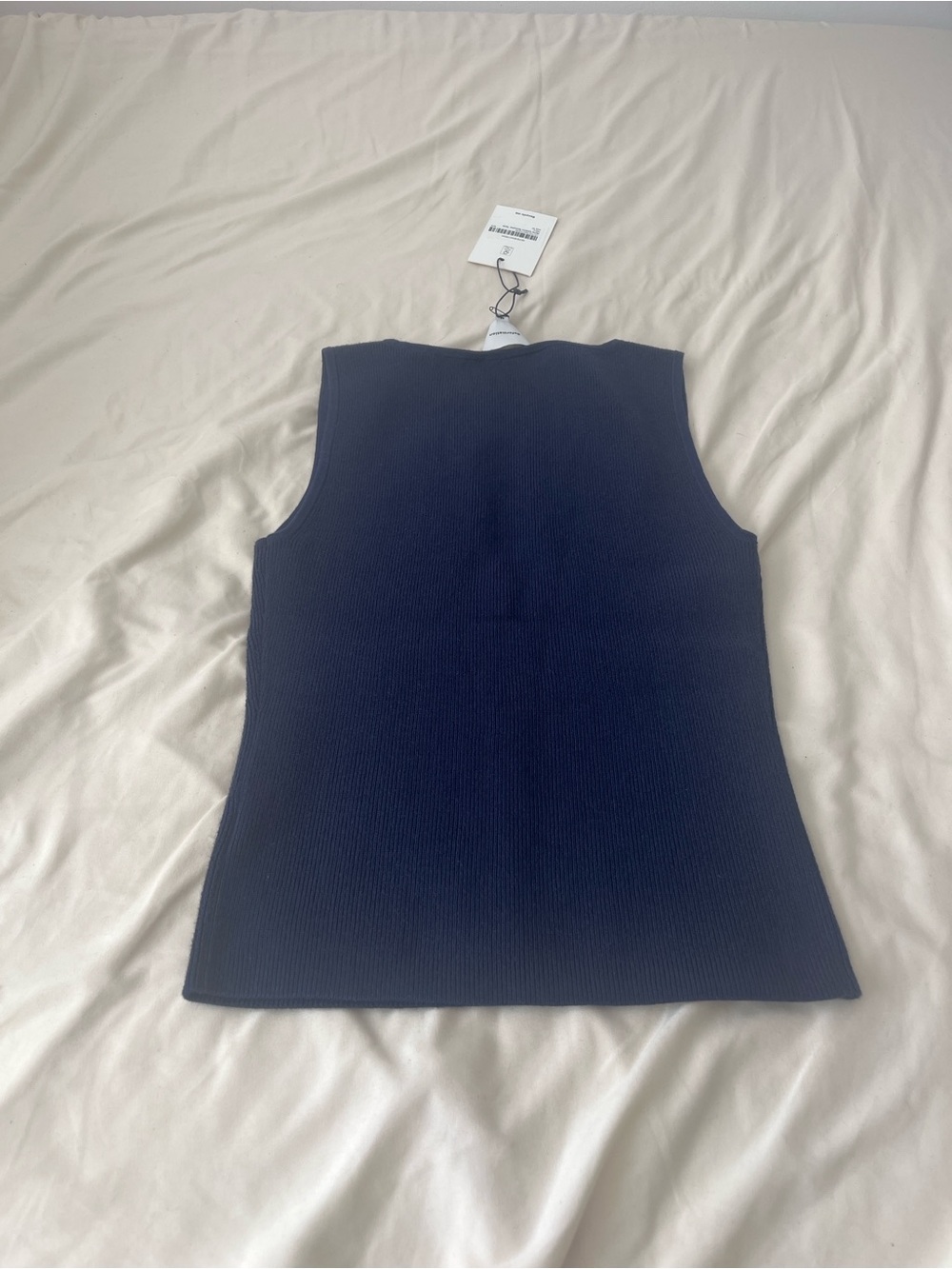 Reformation Rylie Navy Square-Neck Ribbed Tank Top BNWT - Picture 4 of 6